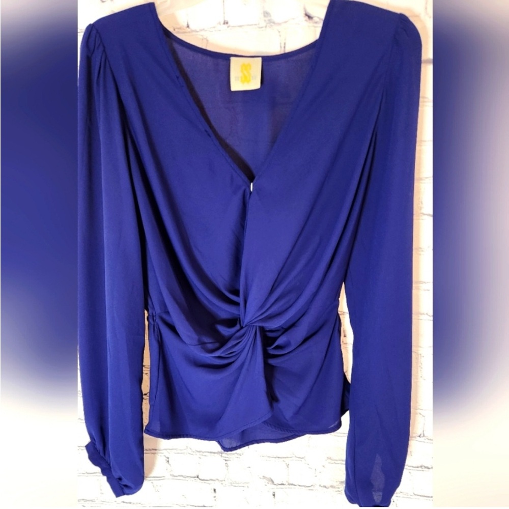 Vintage Women’s Blue/ Purple Twist Front Blouse